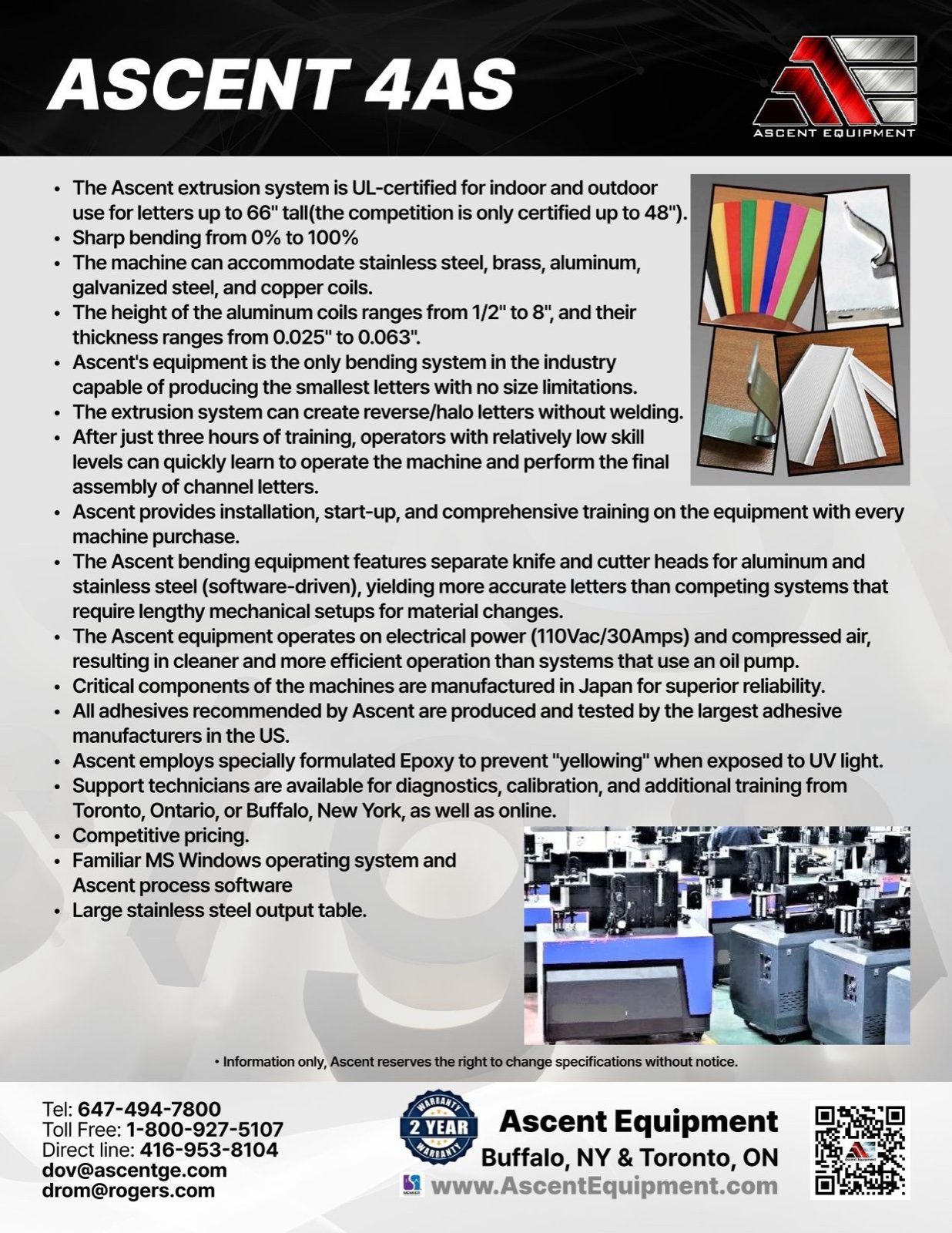 Ascent CNC bending machine — spec sheet page 2