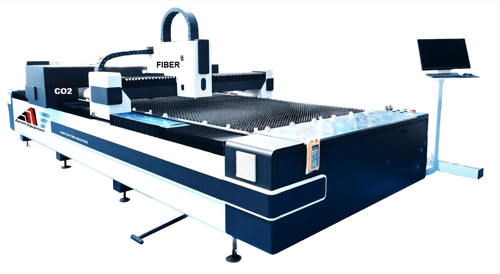 Ascent dual gantry CO2 and fiber laser cutter — branded product shot