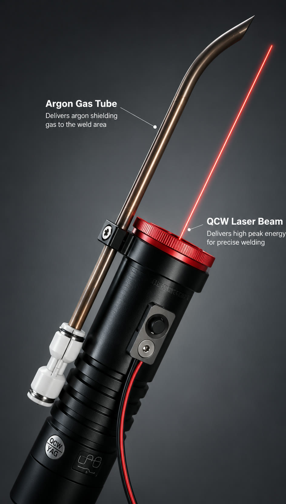 QCW fiber laser welder in tabletop configuration