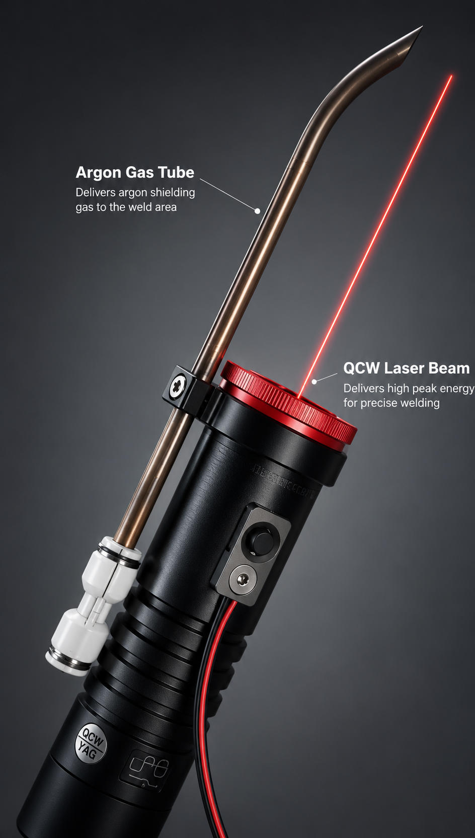 QCW fiber laser welder in tabletop configuration