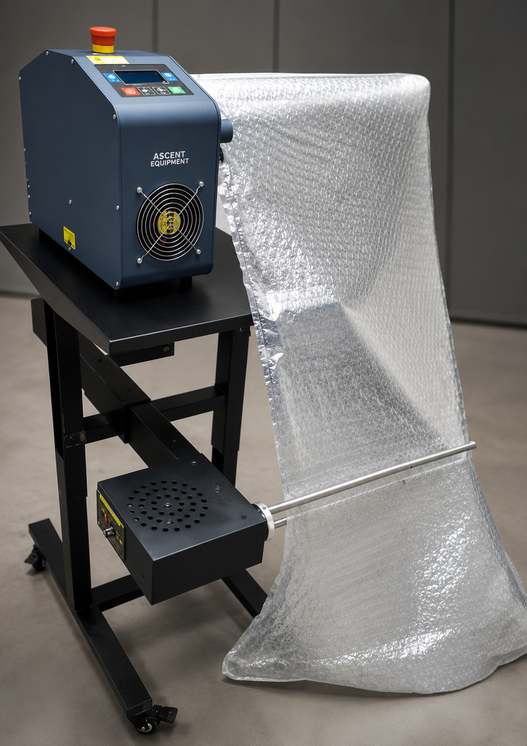 Ascent inflatable bubble roll packaging system