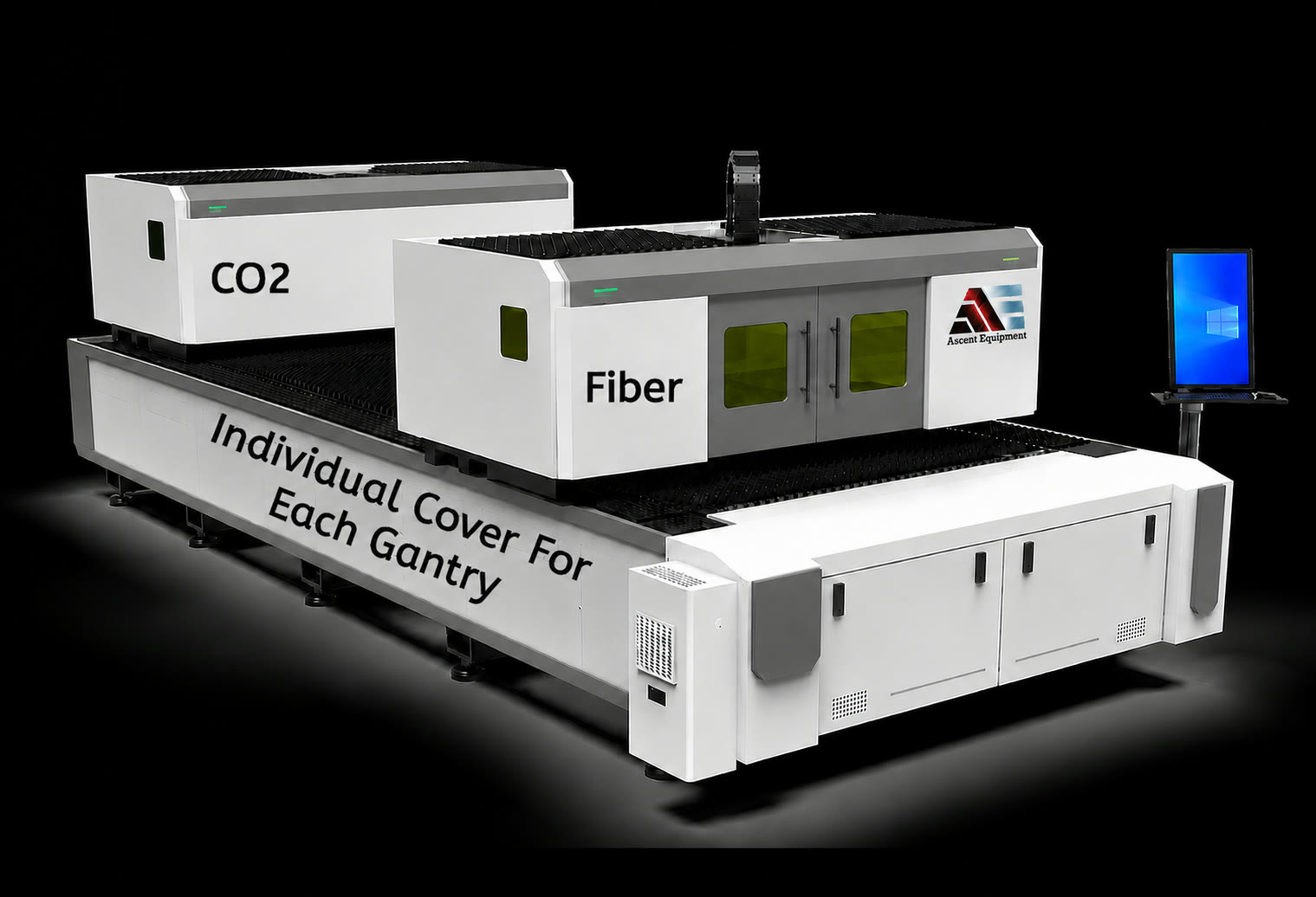 Dual gantry laser cutter — two cover options