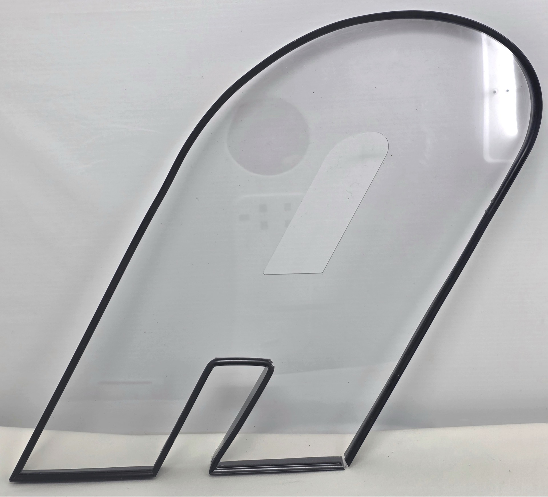 1/8-inch polycarbonate letter A face with black F-trim installed around the perimeter