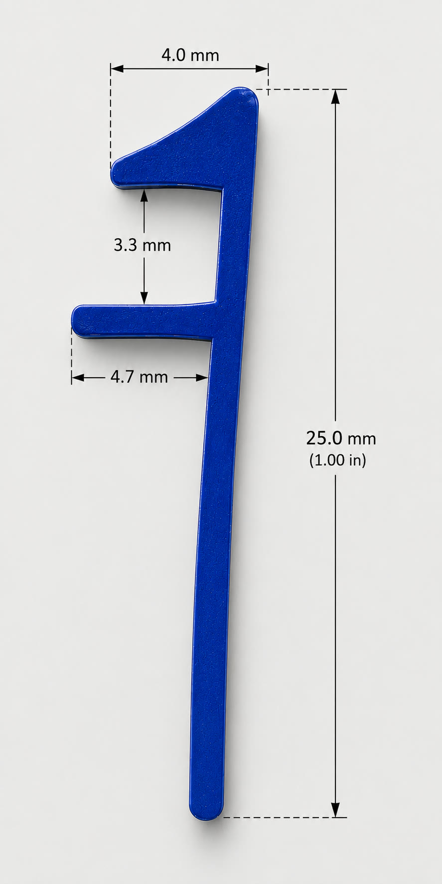 F-trim aluminum extrusion profile cross-section — 25mm depth, 4.0mm and 4.7mm flange widths