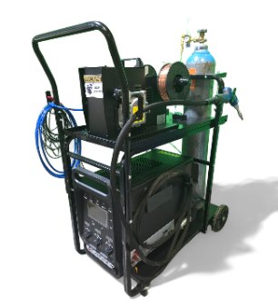 Ascent Equipment 2000W handheld fiber laser welder on cart with wire feeder and Argon gas tank