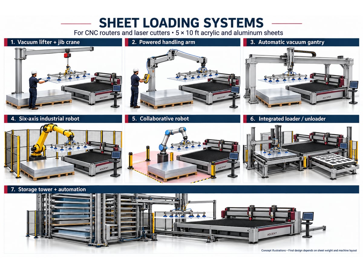 Adding Robotic Sheet Loading to a CNC Router or Laser Cutter