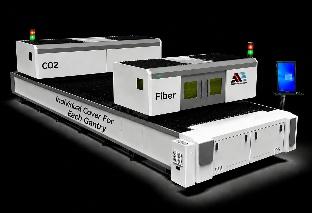 Ascent dual-gantry CO2 and fiber laser cutter, with independent covers for each gantry
