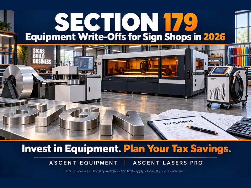 Equipment Write-Offs for Sign Shops in 2026: US Section 179